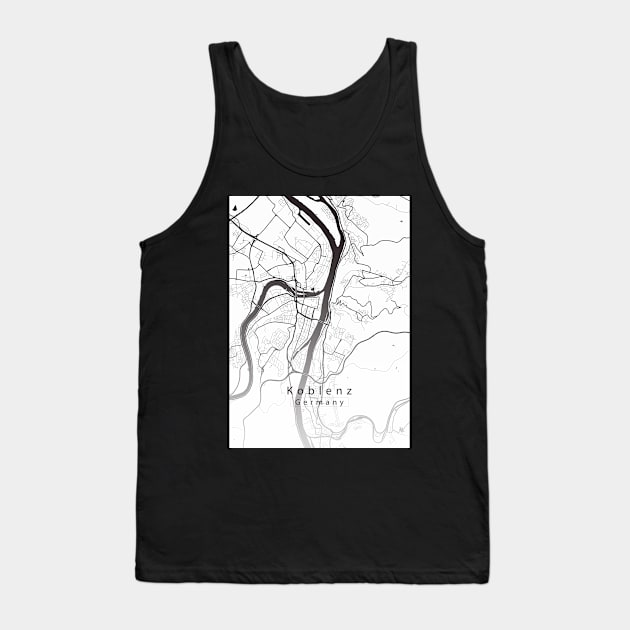 Koblenz Germany City Map Tank Top by Robin-Niemczyk